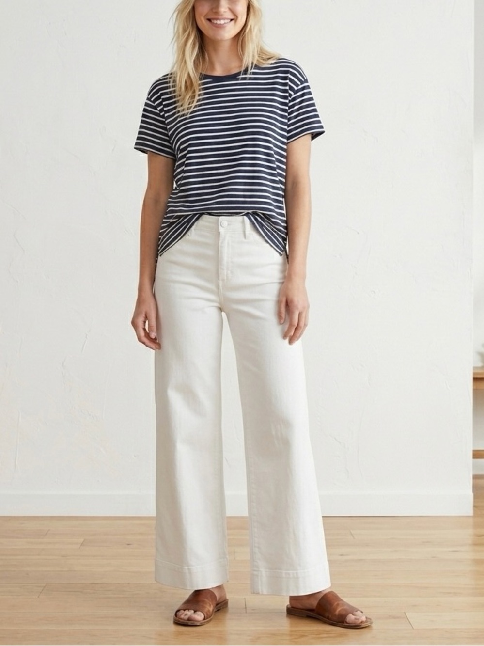 PAIGE Nellie High Rise Cropped Wide Leg Jeans in Crisp White